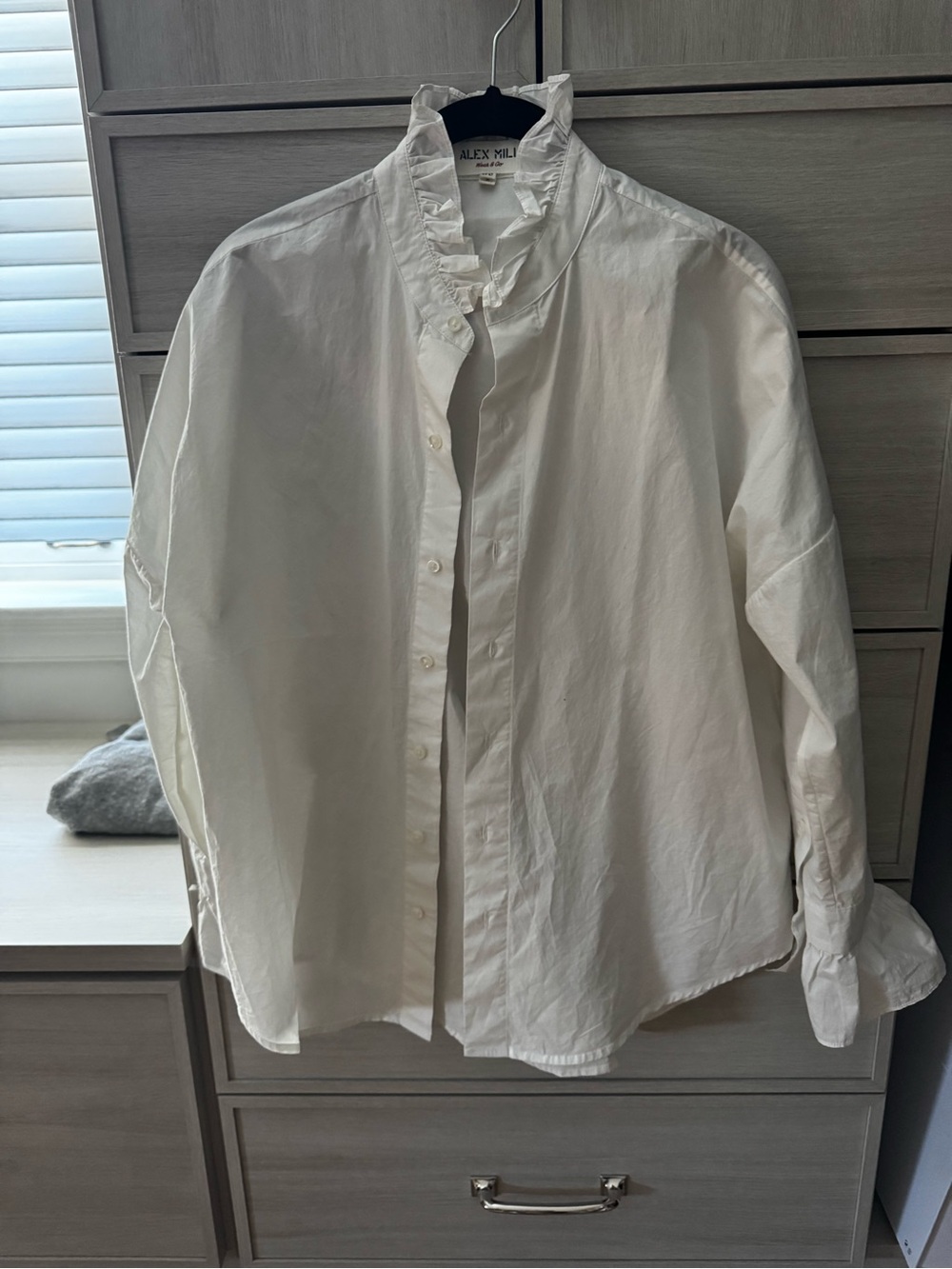 Alex Mill White Ruffle Collar Shirt - Picture 1 of 3